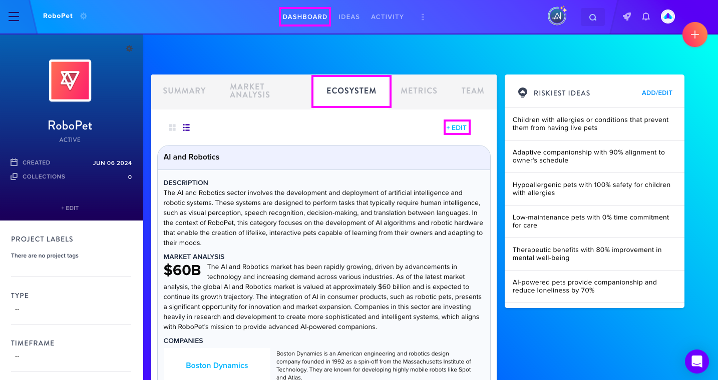 Add ecosystem button