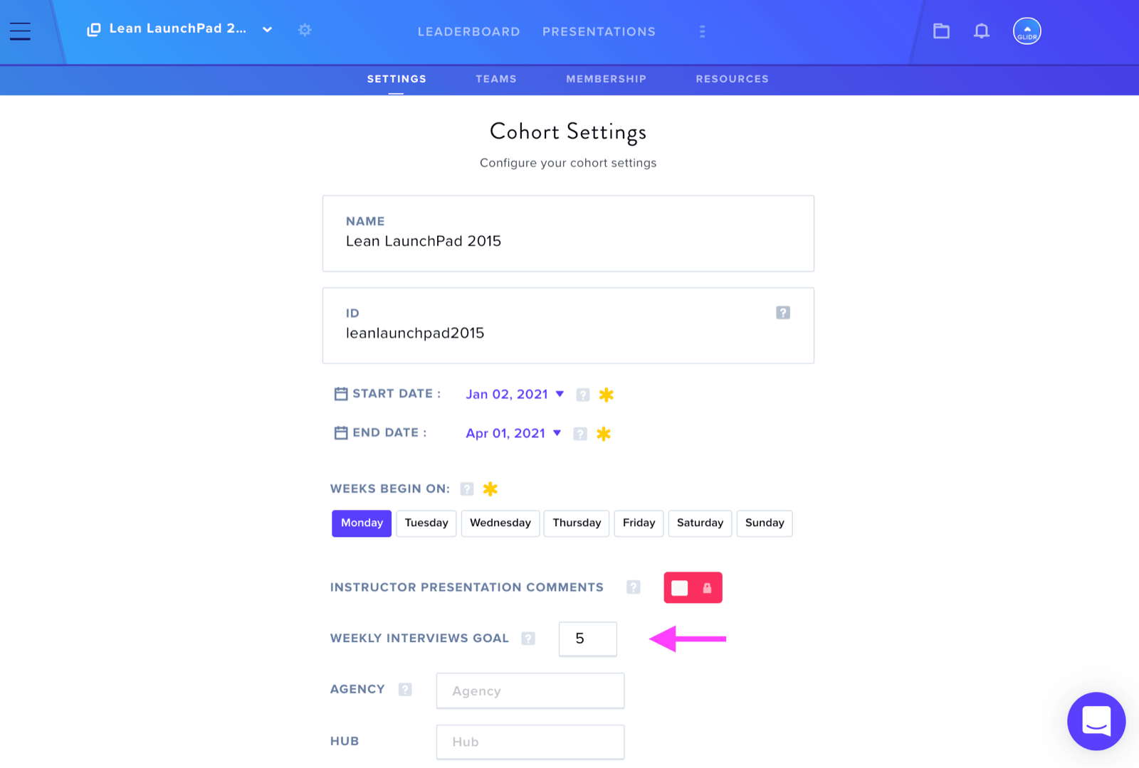 Goal input