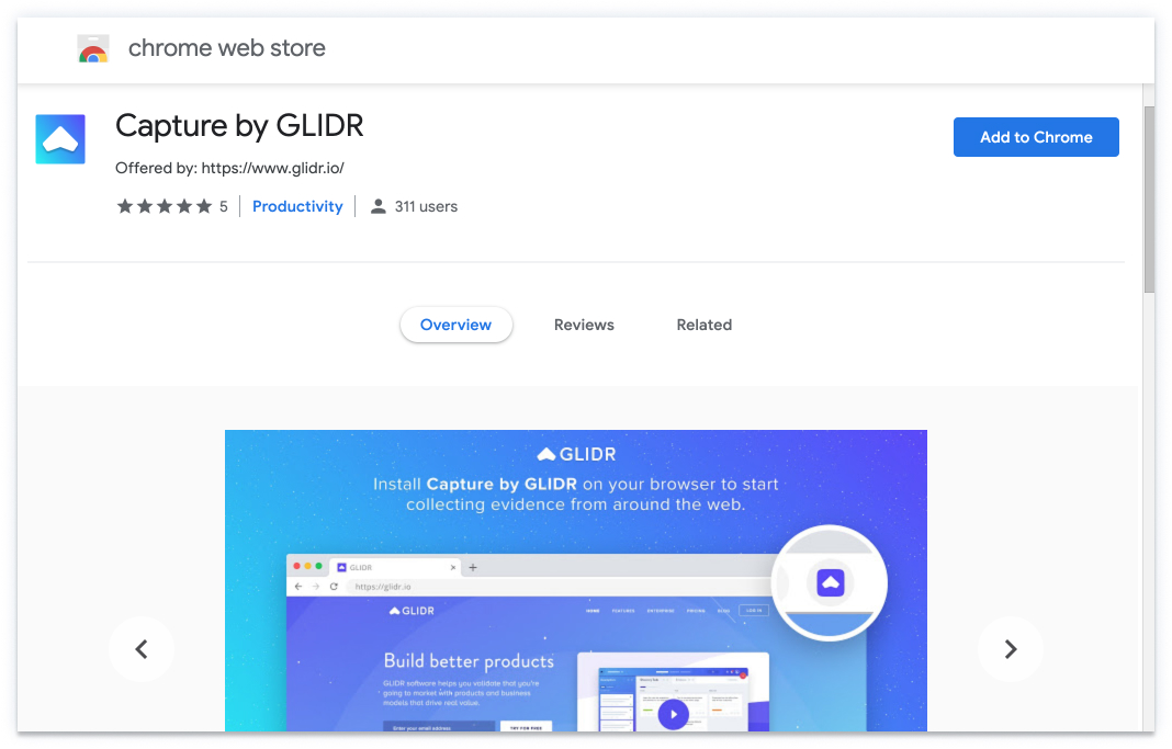 GLIDR extension in the Chrome Web Store