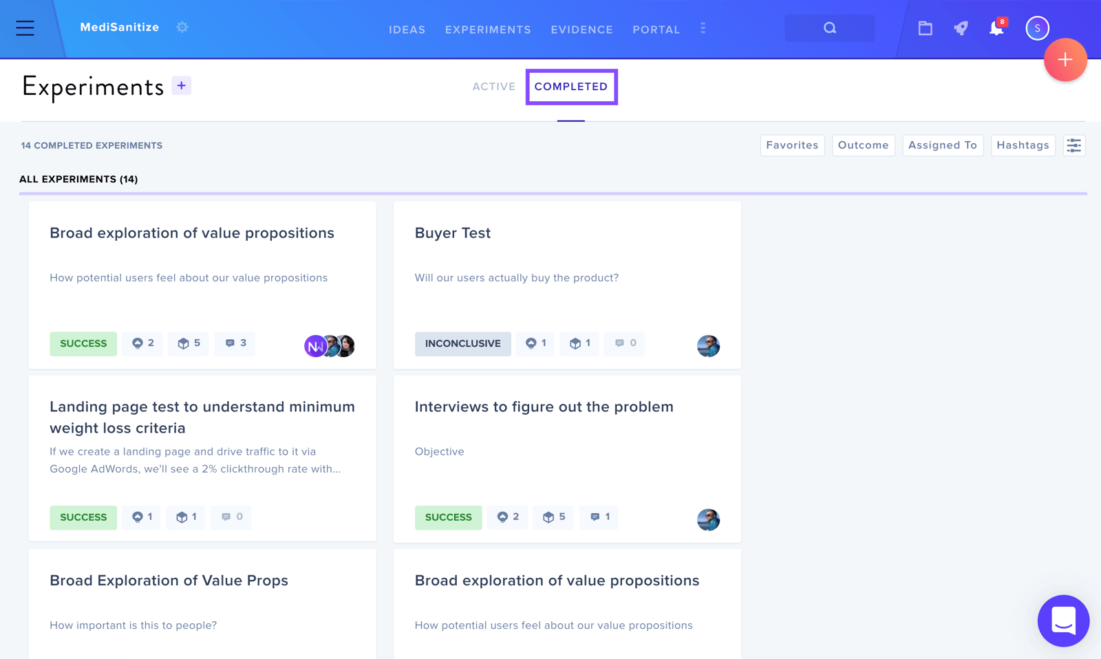 Completed experiment
