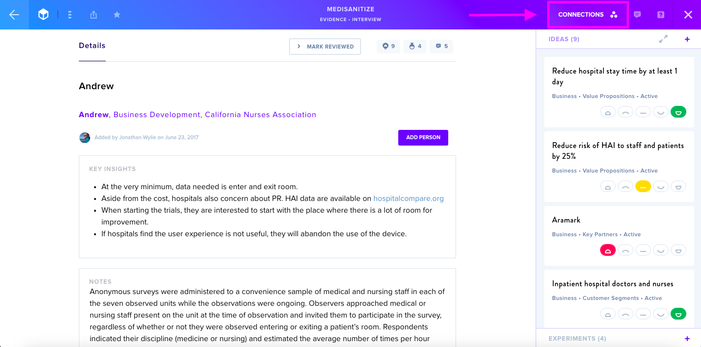 Connections tab