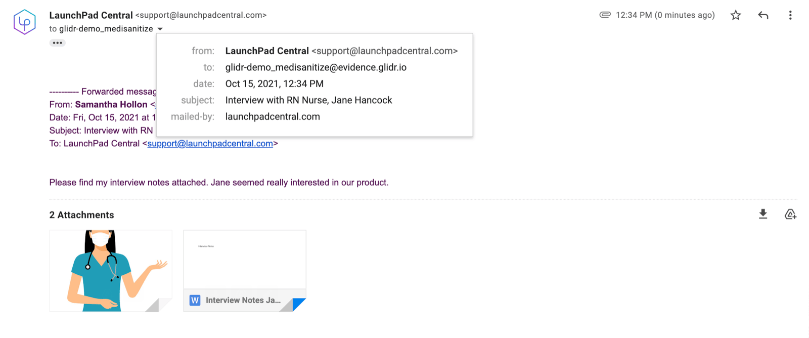 Unique evidence email address