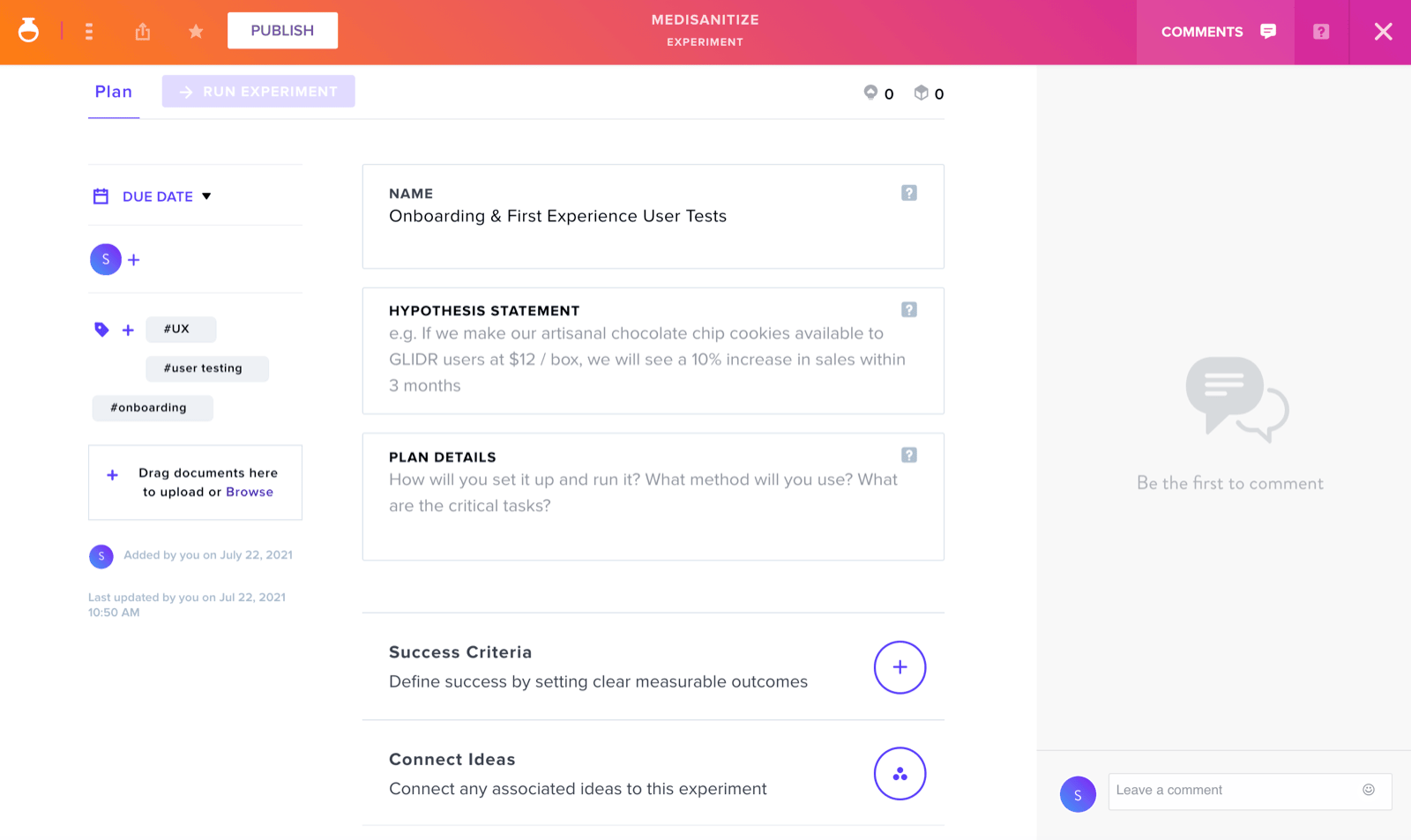 Experiments overview