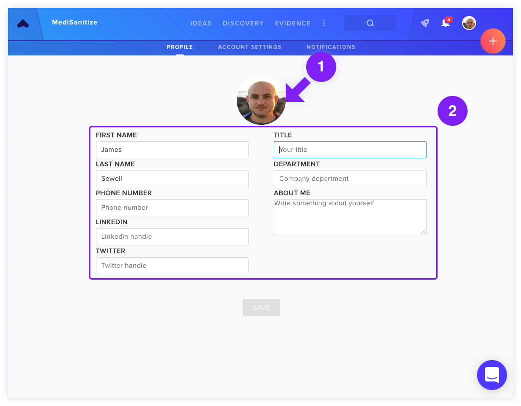 Profile settings
