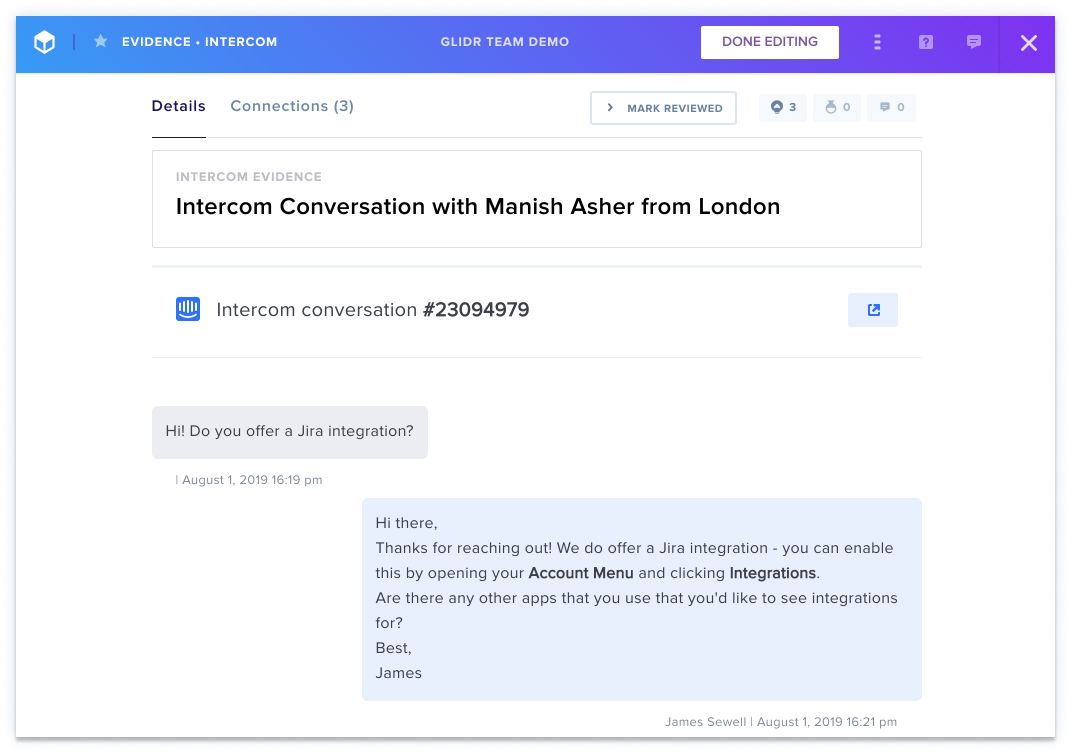 Intercom evidence