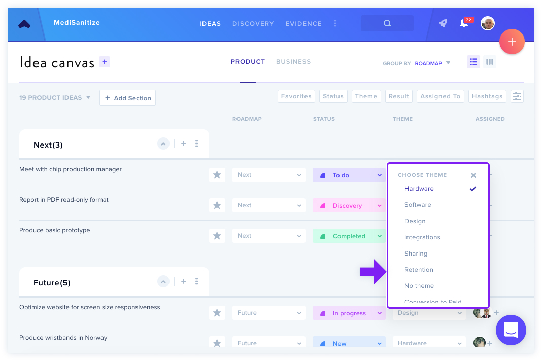 Themes interface