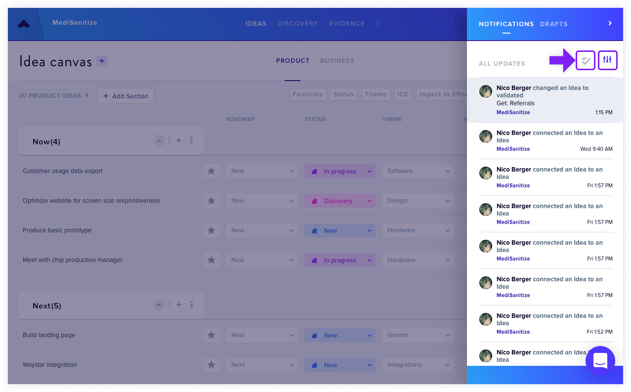 Notifications filter