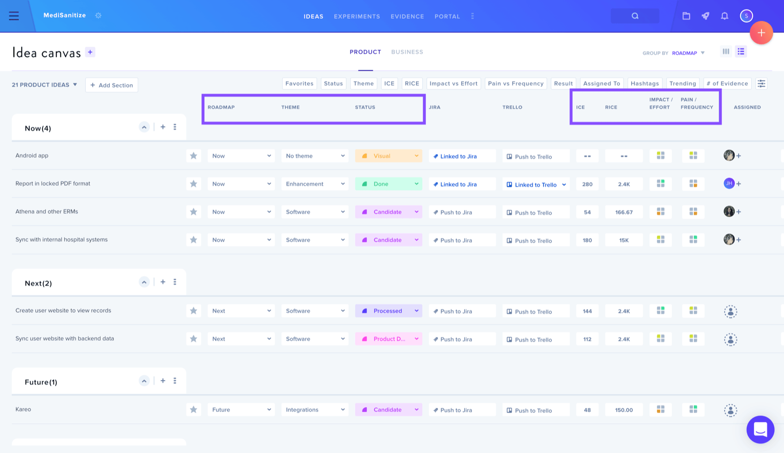 Settings interface