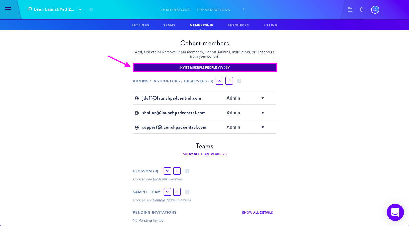 Inviting multiple users with a CSV file