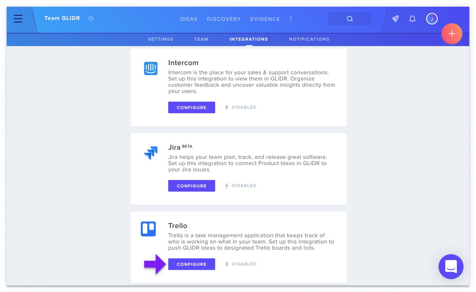 Integrations Page Trello