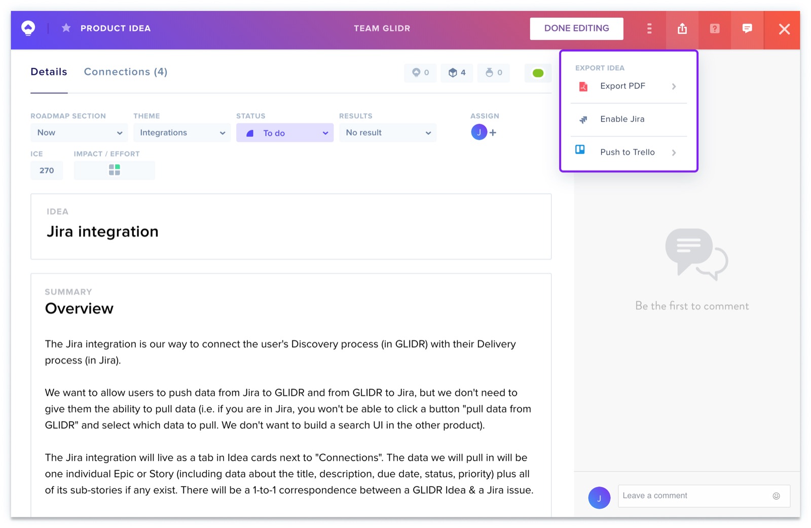 Trello Export Menu