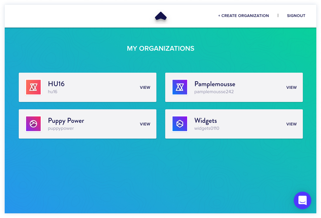 Switch organizations menu