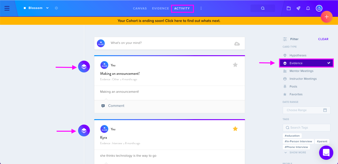 Activity tab