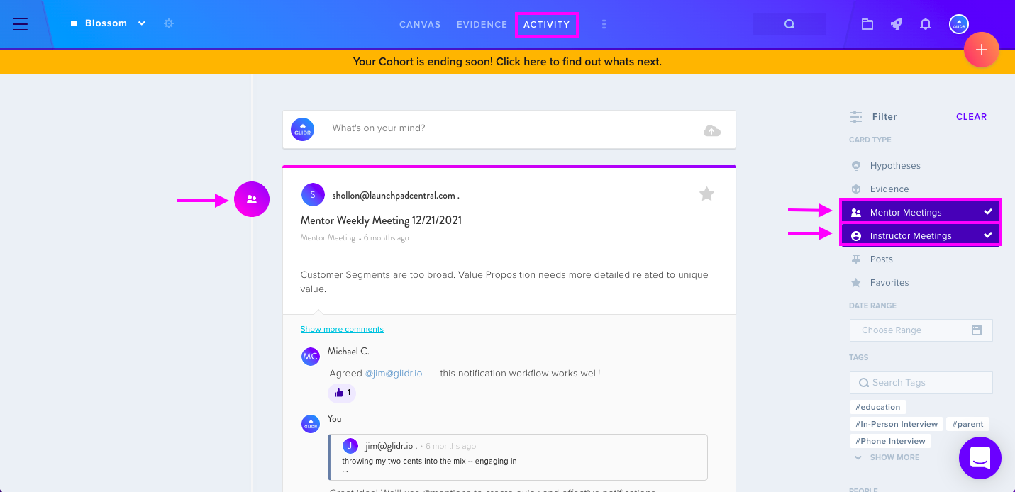 Mentor meeting tab