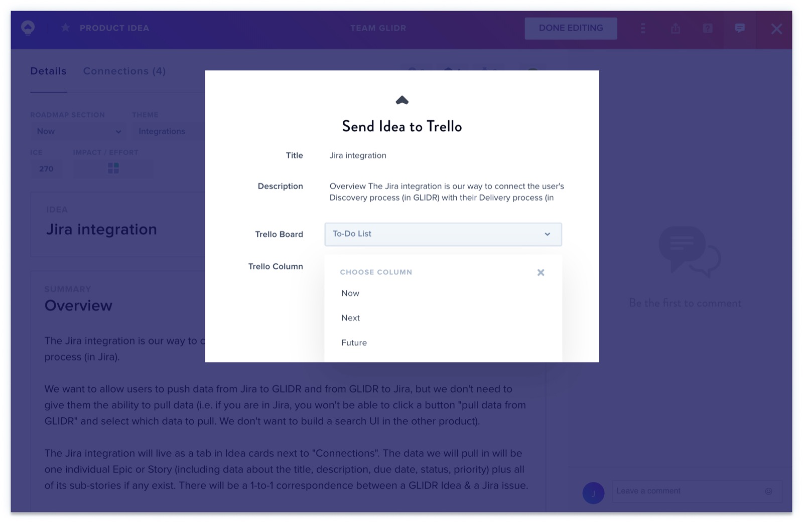 Send To Trello Modal